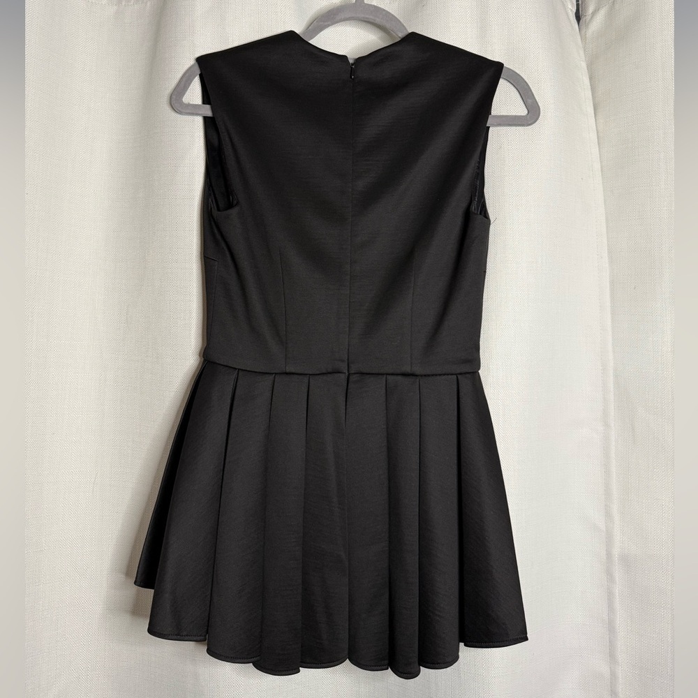 Cushnie Et Ochs V Neck Pleated Silk Wool Black Sleeveless High Low Peplum Top 4 - Picture 6 of 12